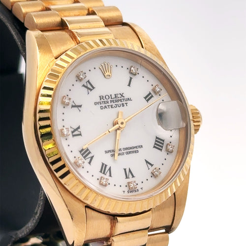 Pre-Owned Rolex Datejust Presidential midsize 31mm 18k Yellow Gold Watch 68278