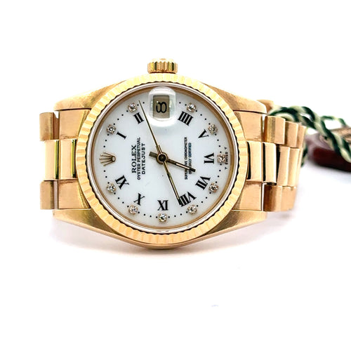 Pre-Owned Rolex Datejust Presidential midsize 31mm 18k Yellow Gold Watch 68278