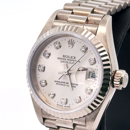 Pre-Owned Rolex Datejust Presidential 2mm 18k white Gold Watch 79179
