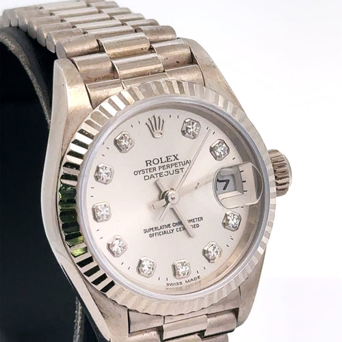 Pre-Owned Rolex Datejust Presidential 2mm 18k white Gold Watch 79179