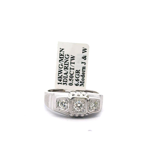 14k White Gold 0.410CT Diamond Men's Wedding Band, 6.6g, Size 10, S107921