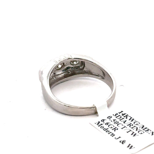 14k White Gold 0.410CT Diamond Men's Wedding Band, 6.6g, Size 10, S107921