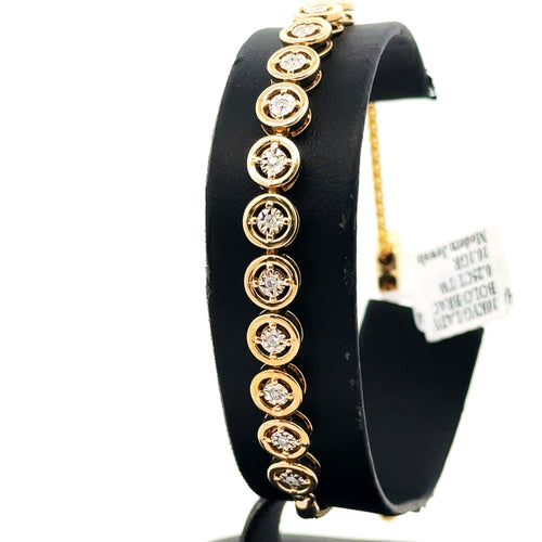 10k Yellow Gold 0.20CT Diamond Bolo Bracelet, 10.1g, S16123