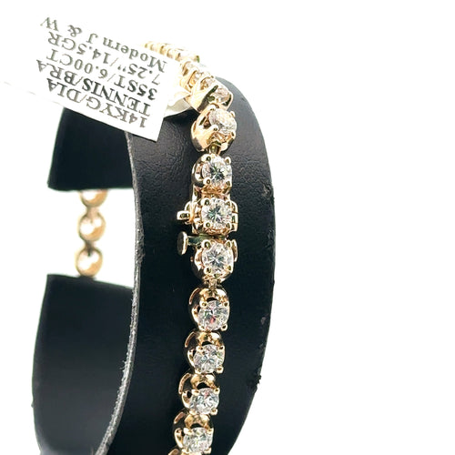 14k Yellow Gold 6.00 CT Diamond Tennis Bracelet, 7.25", 14.5g, S107987