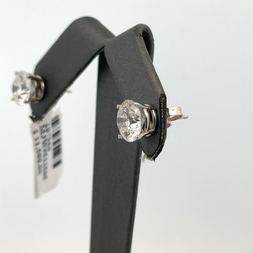 14k White Gold 4.05CT Lab-Grown Diamond Stud Earrings, Screw Back S107960