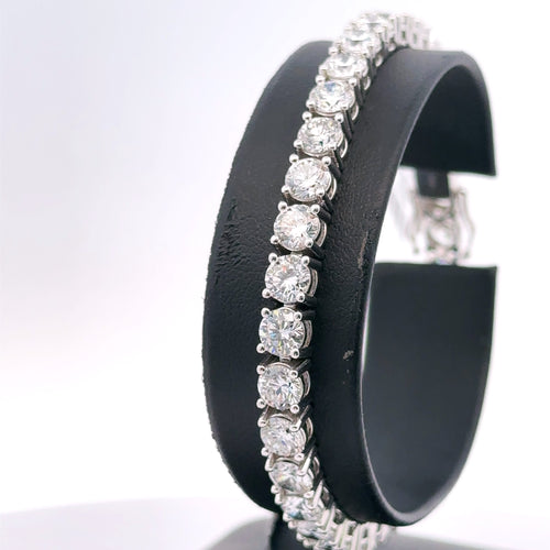 14k White Gold 14.00 CT lab grown Diamond Tennis Bracelet 17.3g, 7", S108010