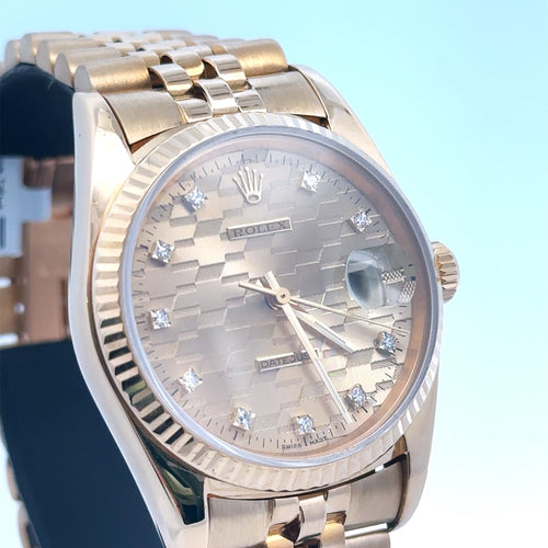 Pre-Owned Rolex Datejust, Chevy Dial, 36mm 18k Yellow Gold Watch 16018, Pre Owned