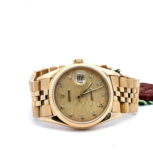 Pre-Owned Rolex Datejust, Chevy Dial, 36mm 18k Yellow Gold Watch 16018, Pre Owned