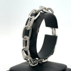 18k White Gold 4.50CT Pave Diamond Paper Clip Style Unisex Bracelet, 8" 25.6g