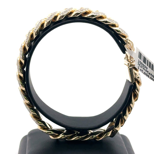 10k Yellow Gold 5.00 CT Diamond Cuban Link Bracelet, 7.5" 64.5g, S108099