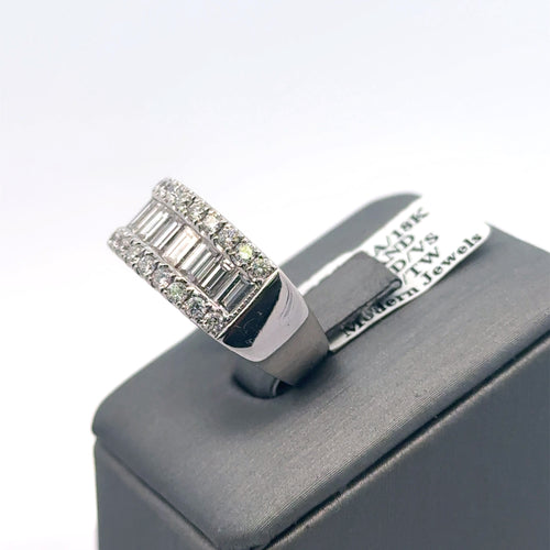 Odelia 18k White Gold 3.75CT Baguette Diamond Band 4.1g Size 8 S14622