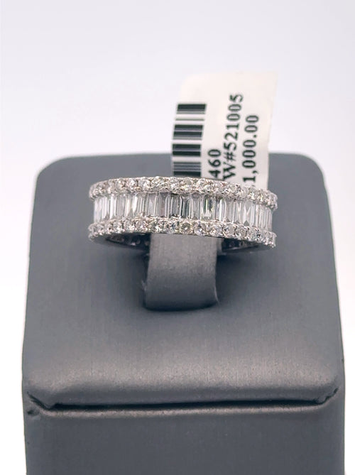 14k White Gold 3.25CT Baguette Cut Diamond Eternity Band 4.5g Size 7 S107460