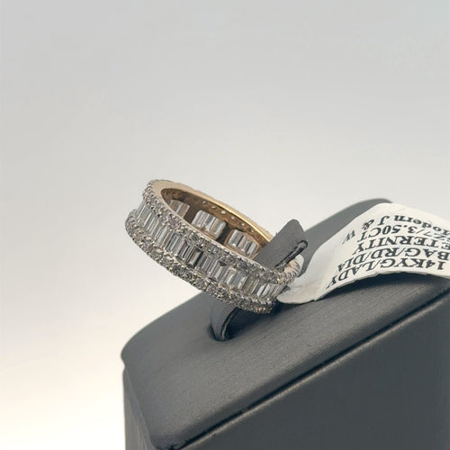14k Yellow Gold 3.25 CT Baguette Diamond Eternity Band 4.1 gm Size 7 S107461