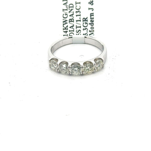 14k White Gold .88 CT Diamond Ladies Wedding Band,3.3G, Size 6  S107740