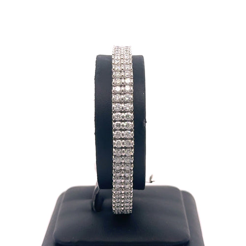 14k White Gold 2 Row 9.75 CT Unisex Diamond Bracelet, 28.3gm, 7.5"