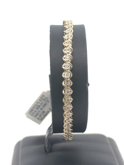 10k Yellow Gold 0.50 CT Diamond Tennis Bracelet, 7.5", 6.9g, S16298