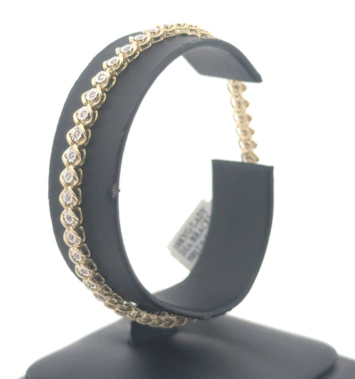 10k Yellow Gold 0.50 CT Diamond Tennis Bracelet, 7.5", 6.9g, S16298