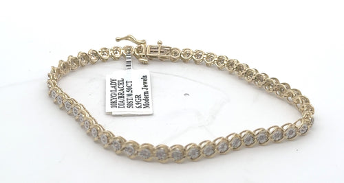 10k Yellow Gold 0.50 CT Diamond Tennis Bracelet, 7.5", 6.9g, S16298