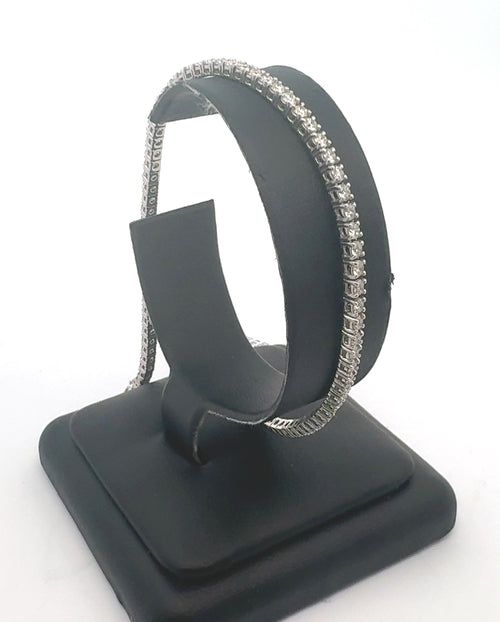 14k White Gold 3.75 CT Diamond Anklet Bracelet, 10", 9.5g, S16297