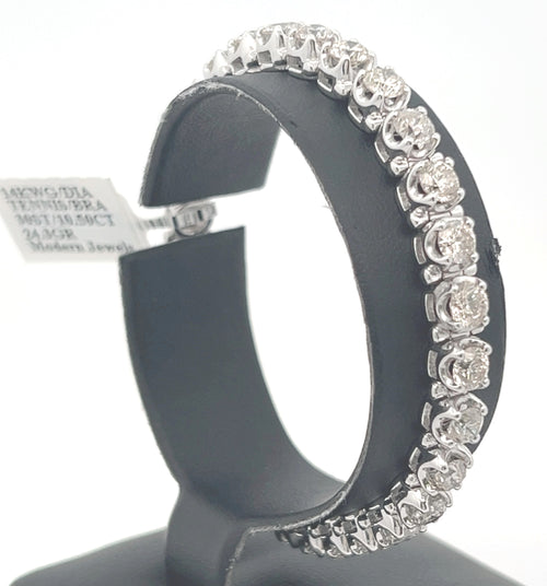 14k White Gold 10.25 CT Diamond Tennis Bracelet, 24.3g, 7", S16314