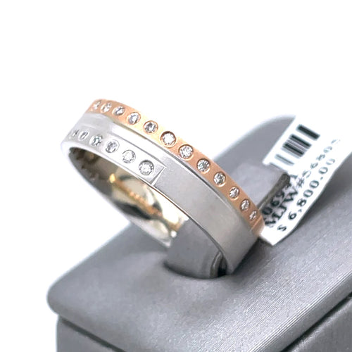 14k Rose White Gold 0.35 CT Diamond Men's Band, 7.8gm, Size 10