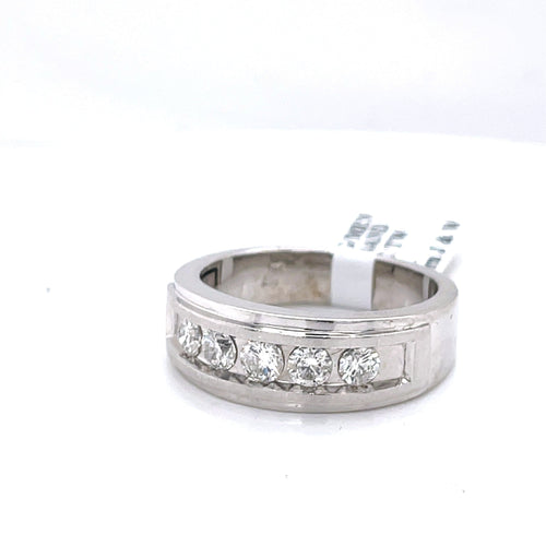 14k White Gold 1.00 CT Diamond Men's Wedding Band, 9.2g, Size 11.5
