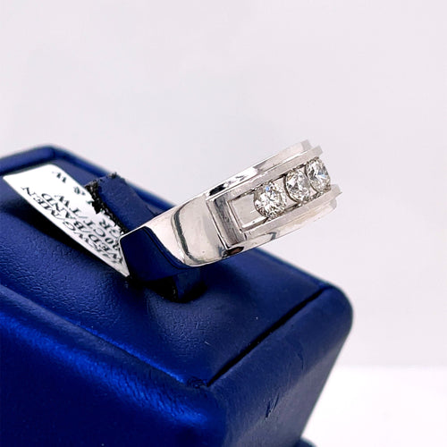 14k White Gold 1.00 CT Diamond Men's Wedding Band, 9.2g, Size 11.5