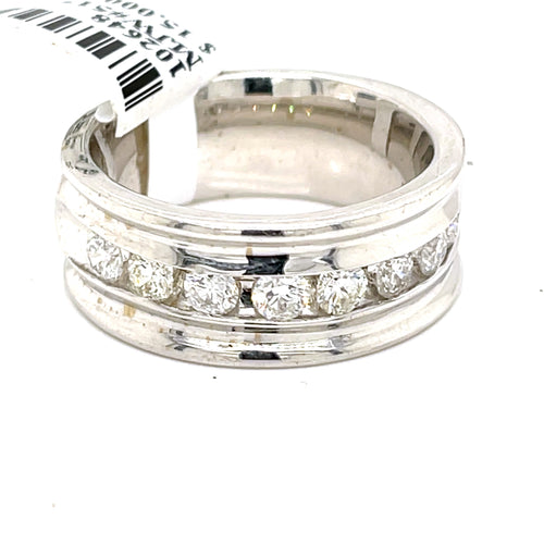 14k White Gold 1.50 CT Diamond Men's Wedding Band, 17.1g, Size 10.25
