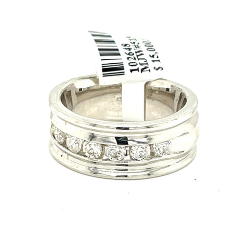 14k White Gold 1.50 CT Diamond Men's Wedding Band, 17.1g, Size 10.25