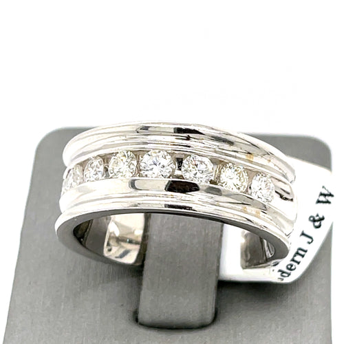 14k White Gold 1.50 CT Diamond Men's Wedding Band, 17.1g, Size 10.25