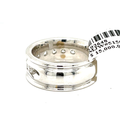 14k White Gold 1.50 CT Diamond Men's Wedding Band, 17.1g, Size 10.25