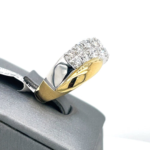 14k Two Tone 1.50 CT Round Cut Diamond Bypass Band, 7.9gm, Size 6.75