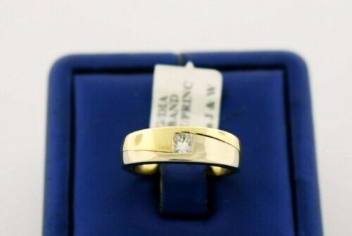 14k Two Tone Gold 0.25 CT Princess Cut Diamond Band, 5.8gm