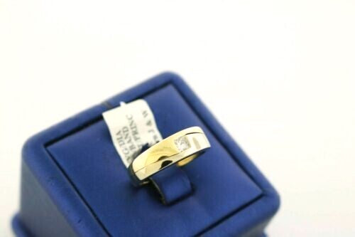 14k Two Tone Gold 0.25 CT Princess Cut Diamond Band, 5.8gm