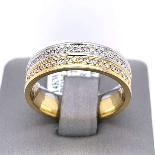 14k Multi Tone Gold 1.00 CT Diamond Men's rolling Band,  8.1g, Size 9.75
