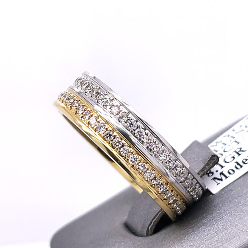 14k Multi Tone Gold 1.00 CT Diamond Men's rolling Band,  8.1g, Size 9.75