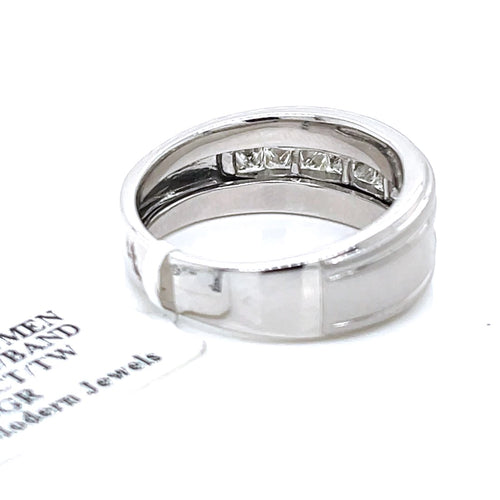 14k White Gold 1.25 CT Diamond Men's Band, 7.3gm, Size 10
