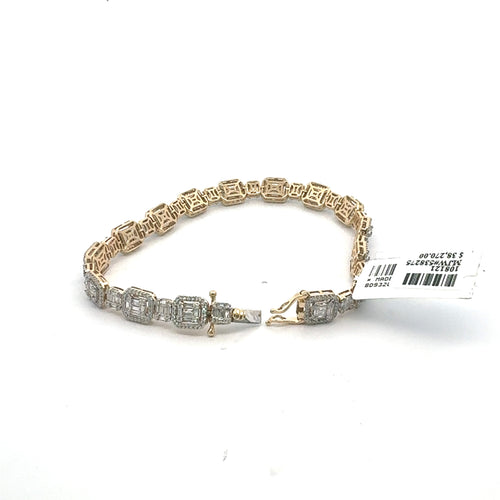 14k Yellow Gold 5.75 TCW Baguette Diamond Tennis Bracelet, 19.7GM, 8", S108120