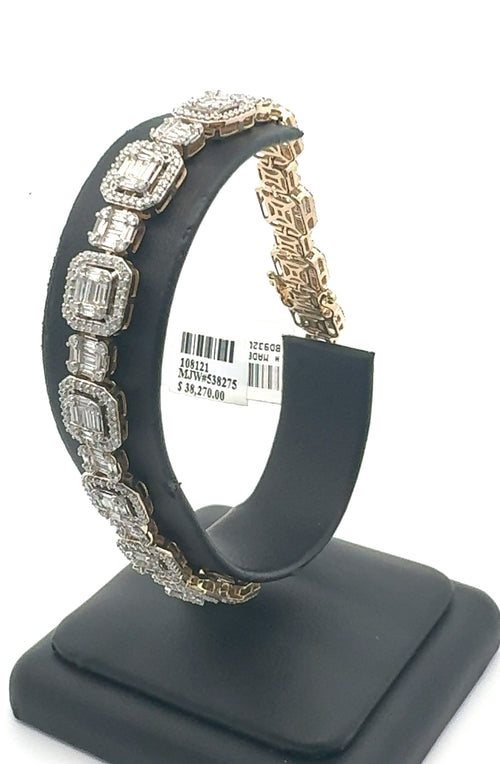 14k Yellow Gold 5.75 TCW Baguette Diamond Tennis Bracelet, 19.7GM, 8", S108120