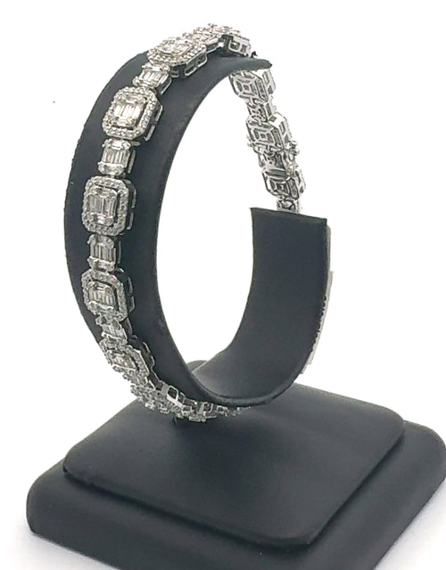 14k White Gold 5.75 CT Baguette Diamond Tennis Bracelet, 19.7GM 8", S108120