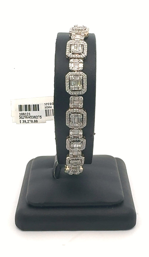 14k White Gold 5.75 CT Baguette Diamond Tennis Bracelet, 19.7GM 8", S108120