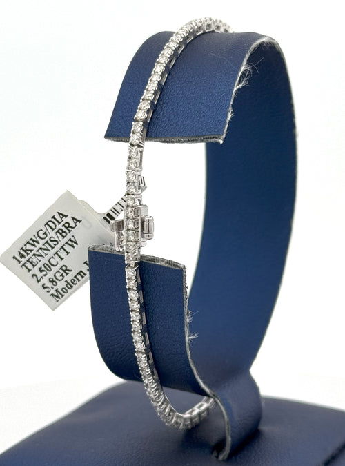 14k White Gold 2.50CT Diamond Tennis Ladies Bracelet, 5.8g, 7,5", S16500