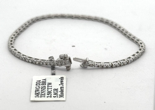 14k White Gold 2.50CT Diamond Tennis Ladies Bracelet, 5.8g, 7,5", S16500