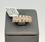 14k Yellow Gold 1.00CT Emerald &Marquise Diamond Wedding Band 4.3g Size 7 S16550