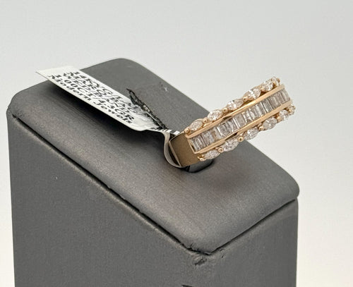 14k Yellow Gold 1.00CT Emerald &Marquise Diamond Wedding Band 4.3g Size 7 S16550