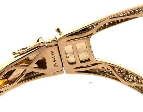 14k Yellow Gold 3.25CT Diamond Ladies Bangle Bracelet, 21.3gm, S16598