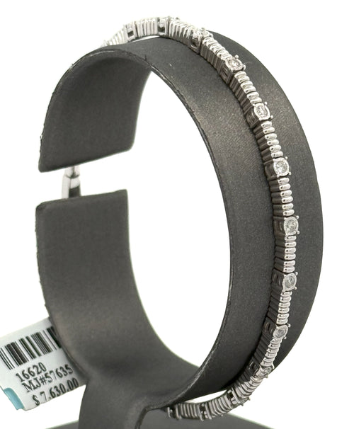 14k White Gold 0.75 CT Diamond Bangle Bracelet, 10.3gm, S16620