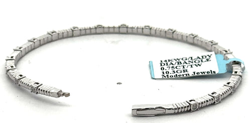 14k White Gold 0.75 CT Diamond Bangle Bracelet, 10.3gm, S16620