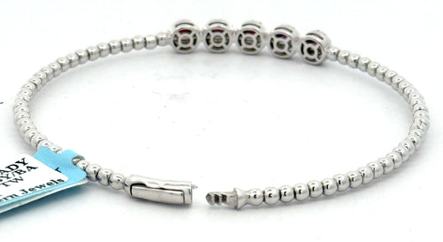 14k White Gold 1.00CT Diamond & Ruby Bangle Bracelet, 6.9g, S16615
