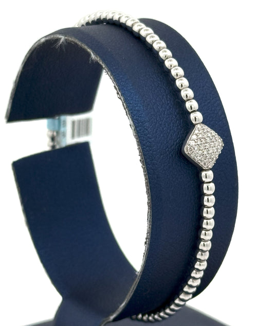 14k White Gold 0.45 CT Diamond Bangle Bracelet, 6.0gm, S16619